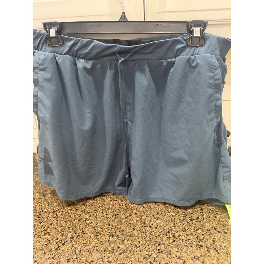 Under Armour HeatGear Mens XXL Blue Gray Fitted Athletic Gym Training Shorts 7in